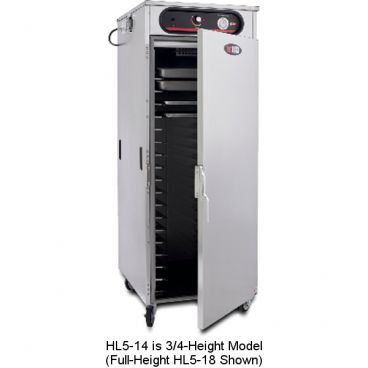 Carter-Hoffmann HL5-14 LOGIX5 Series 3/4-Height 64 3/8" Tall 14-Tray Capacity Non-Humidified Insulated Aluminum hotLOGIX Heated Holding Cabinet, 120V 2100 Watts