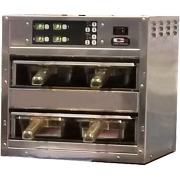 Carter-Hoffmann MZ223GS-2T MC Series With Top and Bottom Heat 2-Compartment 2-Controller 4 Pan Timer 17 7/16" High x 16 3/4" Wide Stainless Steel Modular Holding Cabinet, 120V 1000 Watts