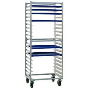 Carter-Hoffmann O8639W Wide-Opening Extruded Side Panel 69 7/16" Tall x 28 1/2" Wide x 18 1/4" Deep 39-Pan Capacity Side-Loading Aluminum Utility Rack For 18" x 26" Trays With Fixed Angle Slides