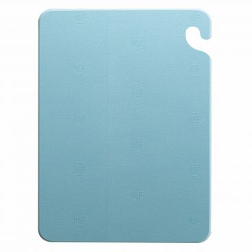 San Jamar CB121812BL 12" x 18" Cut-N-Carry Blue Cutting Board with Hook