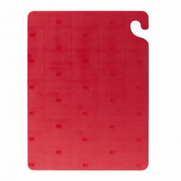 San Jamar CB121812RD 12" x 18" Cut-N-Carry Red Cutting Board with Hook