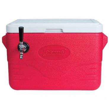 Micro Matic CB281R 21" Wide 28 Qt 1 Faucet Red Insulated Jockey Box With 50 ft Coil And Heavy Duty Side Handles