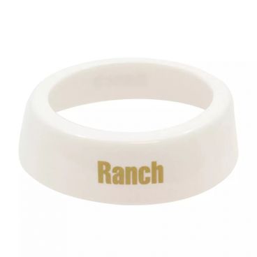 Tablecraft CB6 Imprinted White Plastic Salad Dressing Dispenser Collar with "Ranch" Beige Lettering