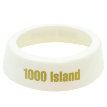 Tablecraft CB8 Imprinted White Plastic Salad Dressing Dispenser Collar with "1000 Island" Beige Lettering