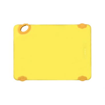 Winco CBK-1218YL 12" x 18" x 1/2" Yellow StatikBoard Co-Polymer Plastic Cutting Board with Hook