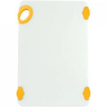 Winco CBN-1218YL 12" x 18" x 1/2" Yellow StatikBoard Co-Polymer Plastic Cutting Board with Hook