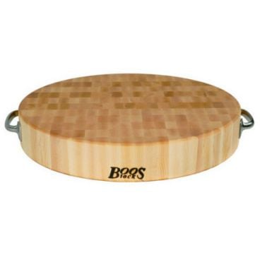 John Boos CCB183-R-H Maple 18" x 3" Round Chopping Block with Stainless Steel Handles