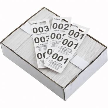 Winco CCK-5WT White 3 Part Paper Coat Room Check - 500/Box