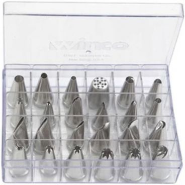 Winco CDT-24 24 Piece Stainless Steel Cake Decorating Tube Set