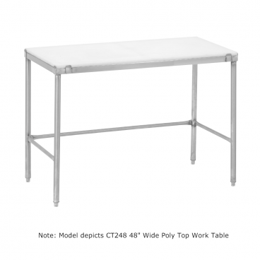 Channel Mfg CT348 Stainless Steel 48” x 30” Poly Top Work Table With Open Base
