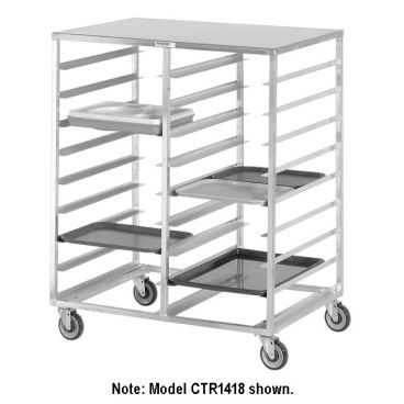 Channel Mfg CTR1520 36 Tray Bottom Load Aluminum Cafeteria Tray Rack with Solid Top