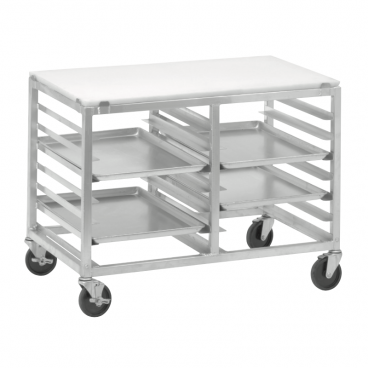 Channel Mfg DS2414/P 40” Wide Double-Section Mobile Work Table With Angle Pan Slides And 14 Pan Capacity