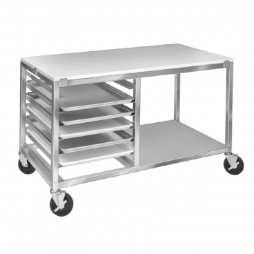 Channel Mfg MW245/P 48” Wide Double-Section Mobile Work Table With Open Shelf And 5 Pan Capacity