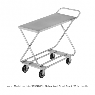 Channel Mfg STKG100 17” Wide Galvanized Steel Stocking Truck With Solid Top Shelf and Tubular Bottom