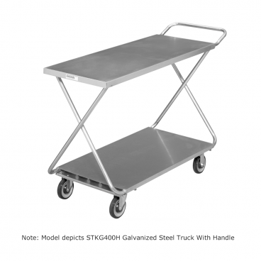 Channel Mfg STKG400 19” Wide Galvanized Steel Stocking Truck With Polished Top and Solid Bottom Shelf