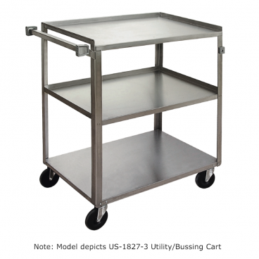Channel Mfg US1524-3 27-1/4” Wide Stainless Steel Utility Cart With 3 Shelves