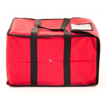 Chef Approved Insulated Pizza Delivery Bag Red Nylon Soft Sided 20" x 20" x 12" - (6) 16", (5) 18", or (4) 20" Pizza Box Capacity