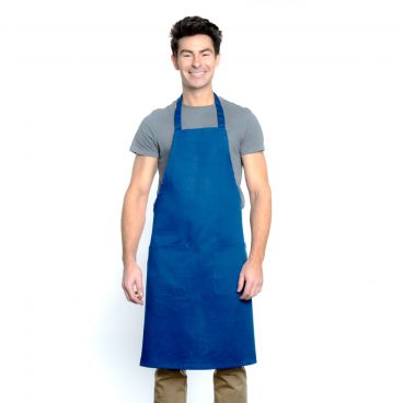 Chef Approved 167601BACBL Royal Blue 34" x 30" Full Length Bib Apron With Pockets