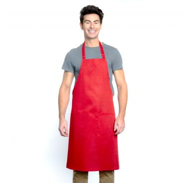 Chef Approved 167601BACRD Red 34" x 30" Full Length Bib Apron With Pockets