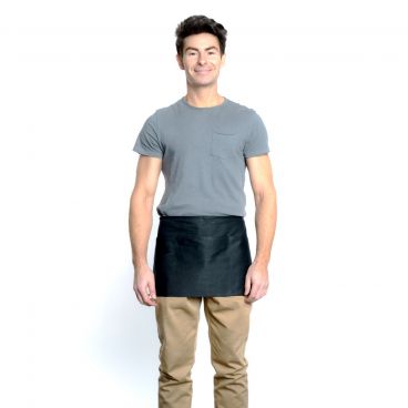 Chef Approved 167605WAFHBK Black 12" x 24" Poly-Cotton Waist Apron With Pockets