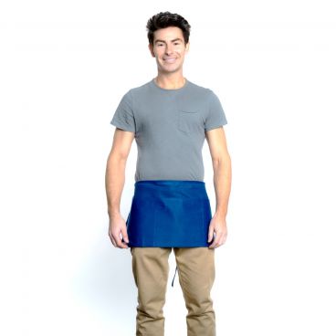 Chef Approved 167605WAFHBL Royal Blue 12" x 24" Poly-Cotton Waist Apron With Pockets