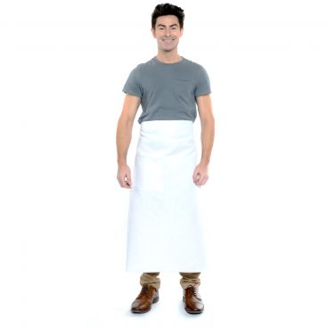 Chef Approved 167607BA2WH White 30" x 34" Poly-Cotton Bistro Waist Apron With Pockets