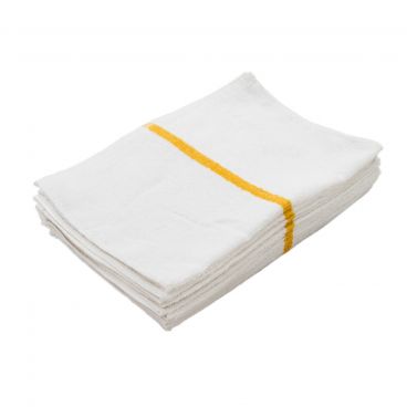Chef Approved 16"W x 19"L - Gold Striped White 32oz Ribbed Bar Towel 100% Cotton 
