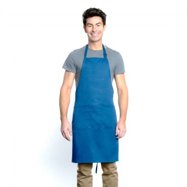 Chef Approved 167BAADJRB Royal Blue 32" x 28" Full Length Bib Apron With Adjustable Neck And Pockets