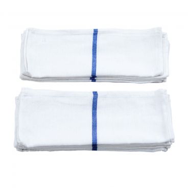 Chef Approved 15"L x 26"W Blue Stripe White 24oz Dish Towel  100% Cotton - 12-Pack