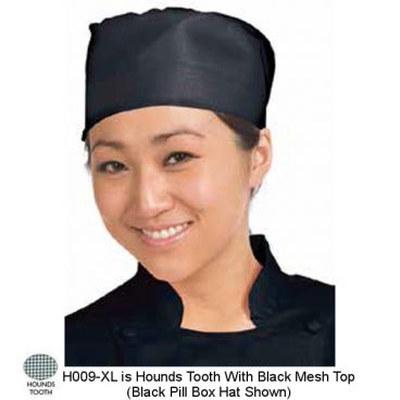 Chef Revival H009-XL Extra Large 22" - 23 1/2" Houndstooth Poly Cotton Pill Box Chef Hat 