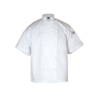 Chef Revival J005-L Large White Poly Cotton Men's Knife & Steel Short Sleeve Chef's Jacket