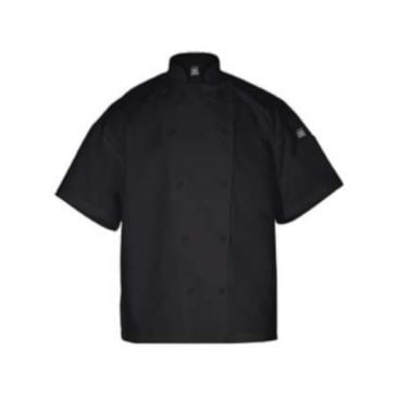 Chef Revival J005BK-S Small Black Poly Cotton Men's Knife & Steel Short Sleeve Chef's Jacket