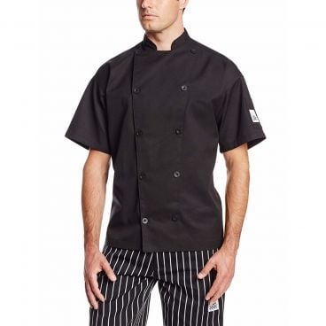 Chef Revival J045BK-4X 4XL Black Chef-tex Breeze Poly Cotton Men's Traditional Short Sleeve Chef's Jacket