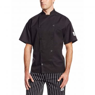 Chef Revival J045BK-S Small Black Chef-tex Breeze Poly Cotton Men's Traditional Short Sleeve Chef's Jacket