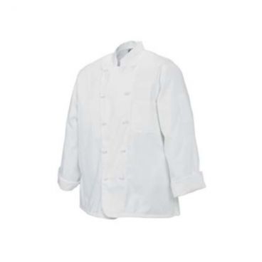 Chef Revival J050-4X 4XL White Poly Cotton Men's Double Breasted Chef's Jacket with Knot Cloth Buttons