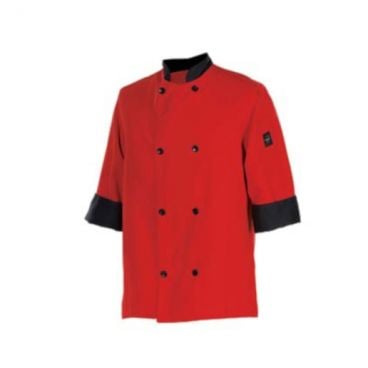 Chef Revival J134TM-M Medium Cool Crew Tomato Red Poly Cotton Men's 3/4 Sleeve Fresh Chef's Jacket