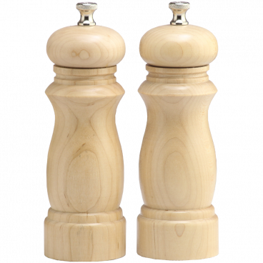 Chef Specialties 06202 Chef Professional Series 6" Salem Natural Finish Wood Pepper Mill and Salt Mill Set