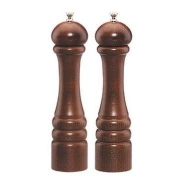 Chef Specialties 10102 Chef Professional Series 10" Imperial Walnut Finish Wood Pepper Mill and Salt Mill Set
