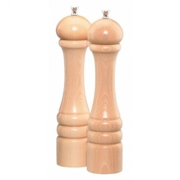 Chef Specialties 10202 Chef Professional Series 10" Imperial Natural Finish Wood Pepper Mill and Salt Mill Set