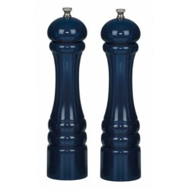 Chef Specialties 10702 Chef Professional Series 10" Autumn Hues Cobalt Blue Wood Pepper Mill and Salt Mill Set