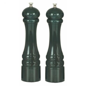 Chef Specialties 10802 Chef Professional Series 10" Autumn Hues Forest Green Wood Pepper Mill and Salt Mill Set