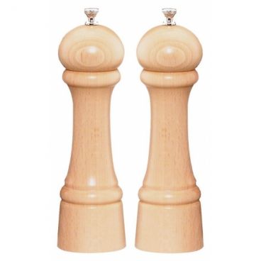 Chef Specialties 08202 Chef Professional Series 8" Windsor Natural Finish Wood Pepper Mill and Salt Mill Set