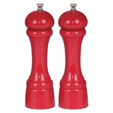 Chef Specialties 08602 Chef Professional Series 8" Autumn Hues Candy Apple Red Wood Pepper Mill and Salt Mill Set