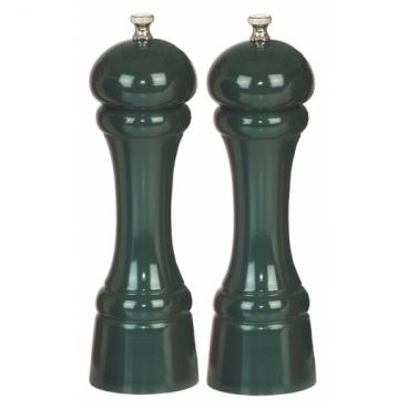 Chef Specialties 08802 Chef Professional Series 8" Autumn Hues Forest Green Wood Pepper Mill and Salt Mill Set
