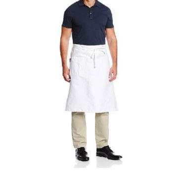 Chef Revival 607BA White Poly-Cotton Bistro Apron with Side Pocket - One Size