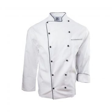 Chef Revival J044-3X 3XL White Chef-tex Breeze Poly Cotton Men's Brigade Chef's Jacket/Black Piping