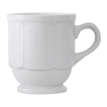 Tuxton CHM-085 Chicago 9 oz 3 1/4" Diameter Stackable Embossed Porcelain White China Mug