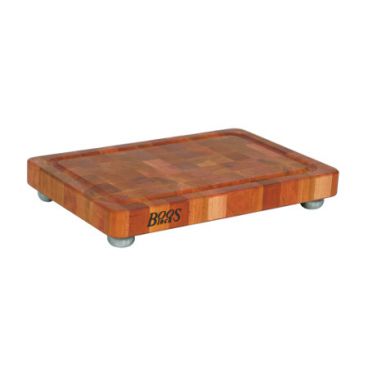 John Boos CHY-1812175-SSF Cherry 18" x 12" x 1.75" Grooved Cutting Board with Stainless Steel Feet