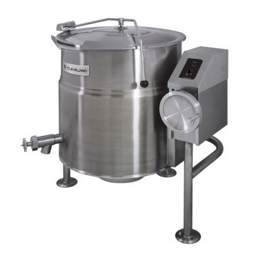Cleveland KEL100T_208/60/3 Stainless Steel 100 Gallon Tilting 2/3 Steam Jacketed Electric Kettle - 208V