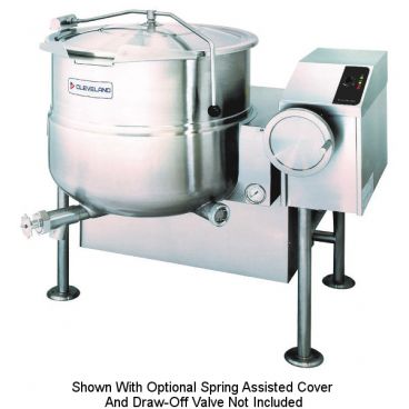 Cleveland Range KGL40T Natural Gas 40-Gallon Capacity 2/3 Steam Jacketed Floor Model Stainless Steel Manual Tilt-Type Gas-Fired Kettle Without Cover Or Draw-Off Valve, 120V 140,000 BTU